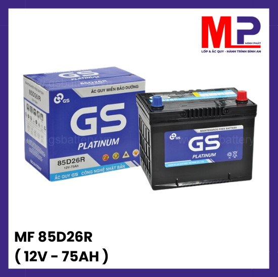 Ắc quy GS MF 85D26R (12V-75AH) giá bán, thay uy tín Hà Nội