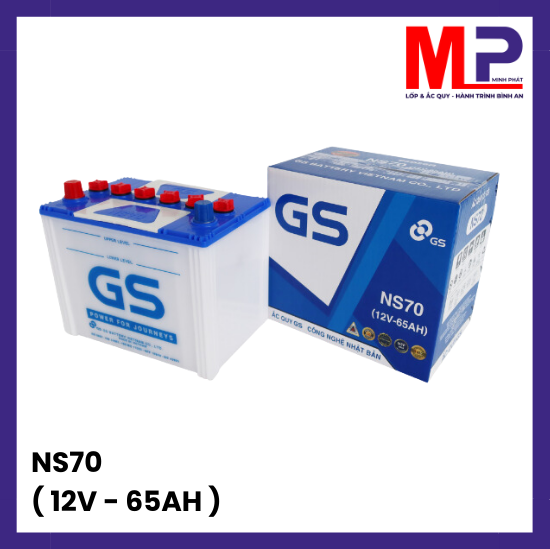 Ắc quy GS NS70 (12V-65AH) giá bán tốt, thay uy tín tại Hà Nội