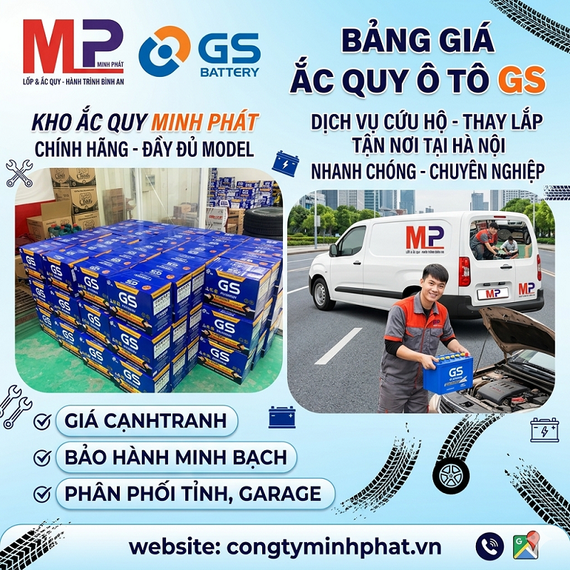 Bảng giá ắc quy GS thay lắp tại Hà Nội, bán tỉnh