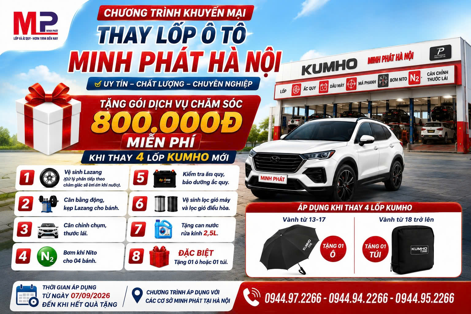 Quà tặng hấp dẫn khi thay từ 04 lốp