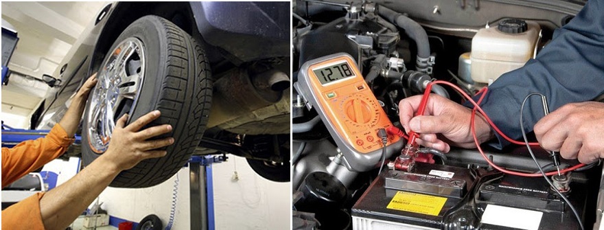 Kiểm tra chất lượng lốp và ắc quy trên xe để đưa ra các cảnh báo với khách hàng