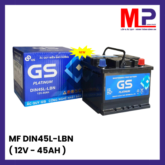 Ắc quy GS DIN45L-LBN (45Ah - 12v) khô giá bán, thay tại Hà Nội