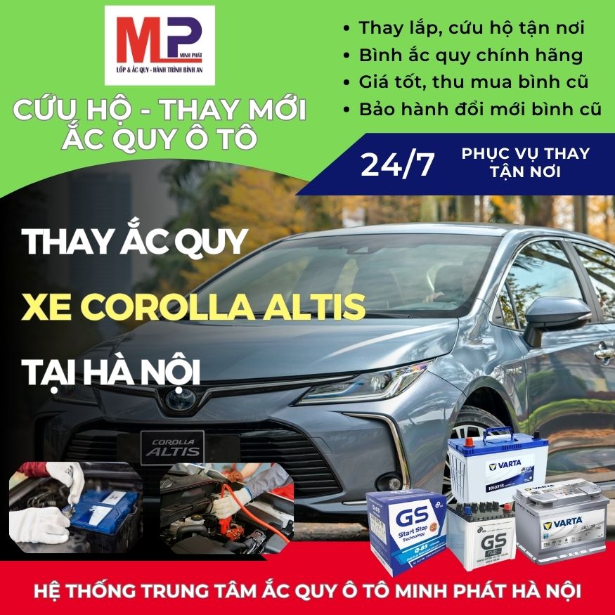 Ắc quy cho xe Corolla Altis - Cứu hộ, thay tận nơi uy tín tại Hà Nội