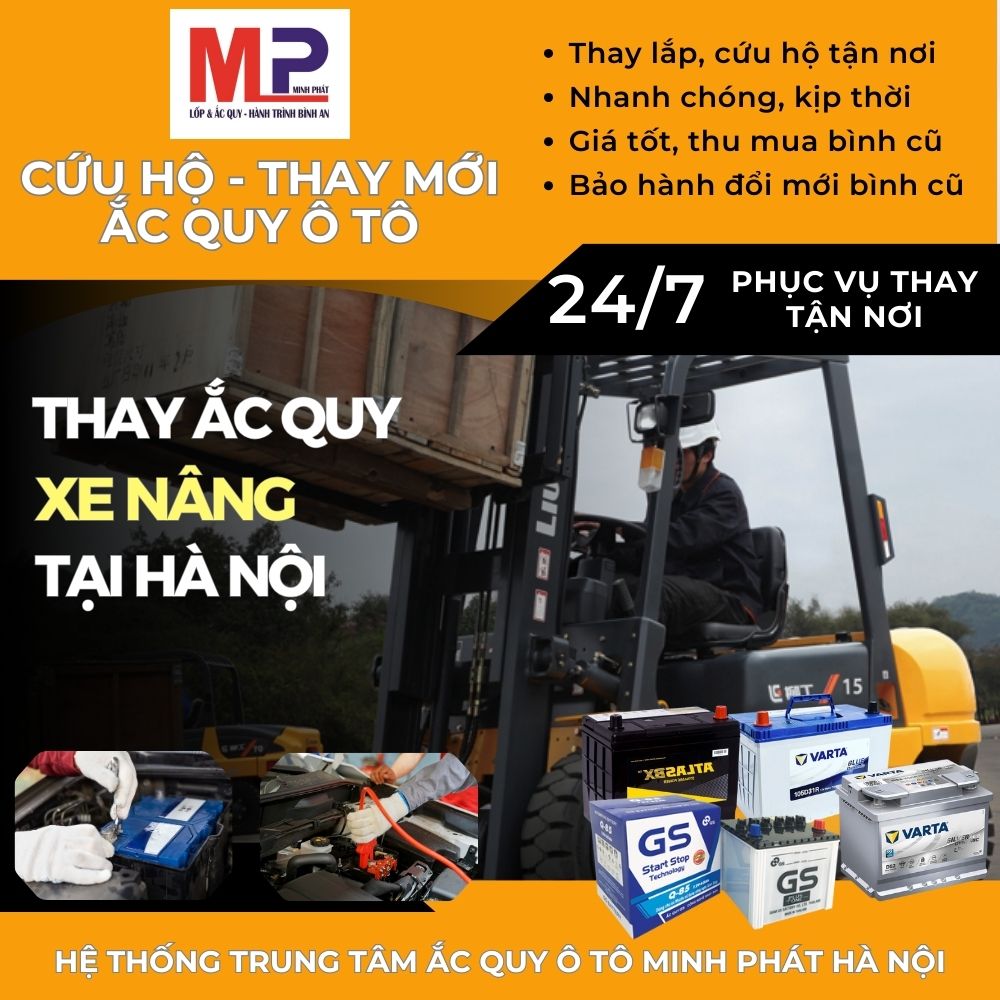 Ắc quy cho xe nâng cứu hộ, thay lắp tận nơi, giá bán tốt tại Hà Nội