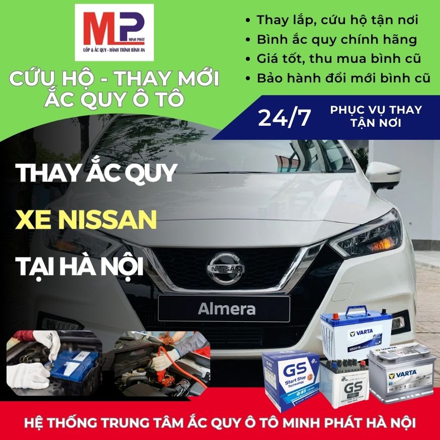 Ắc quy cho xe Nissan - Cứu hộ, thay lắp tận nơi uy tín tại Hà Nội