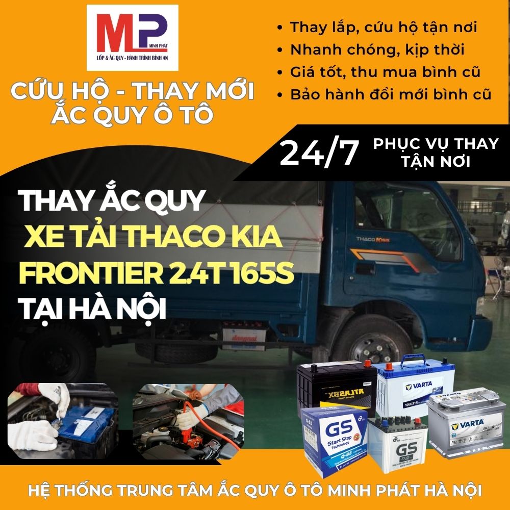 Ắc quy cho xe tải Thaco Kia Frontier 2.4T 165S bán tại Hà Nội