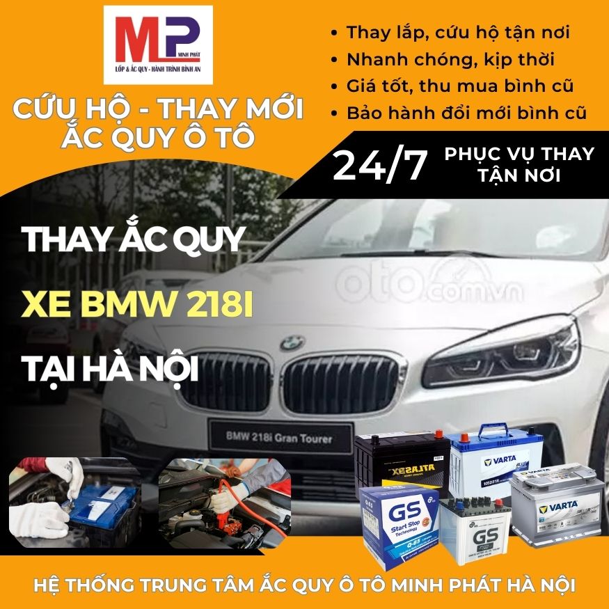 Ắc quy ô tô cho xe BMW 218i thay tận nơi, giá bán tốt tại Hà Nội