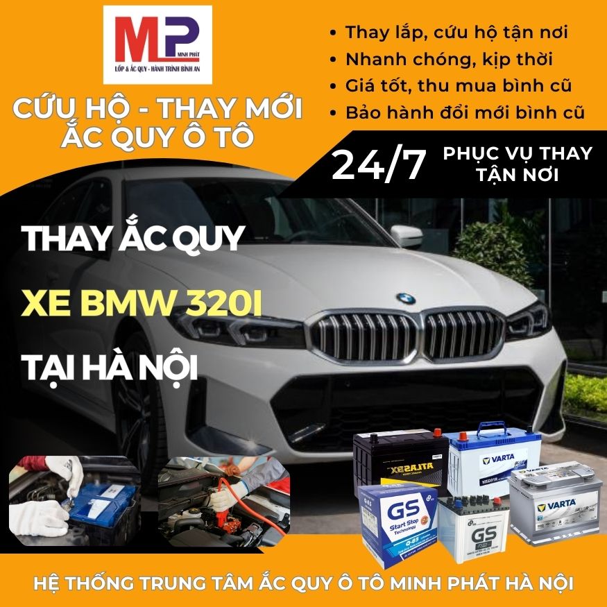 Ắc quy ô tô cho xe BMW 320i thay tận nơi, giá bán tốt tại Hà Nội