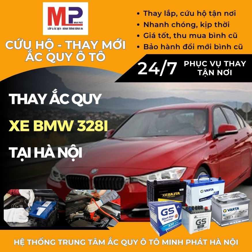 Ắc quy ô tô cho xe BMW 328i thay tận nơi, giá bán tốt tại Hà Nội