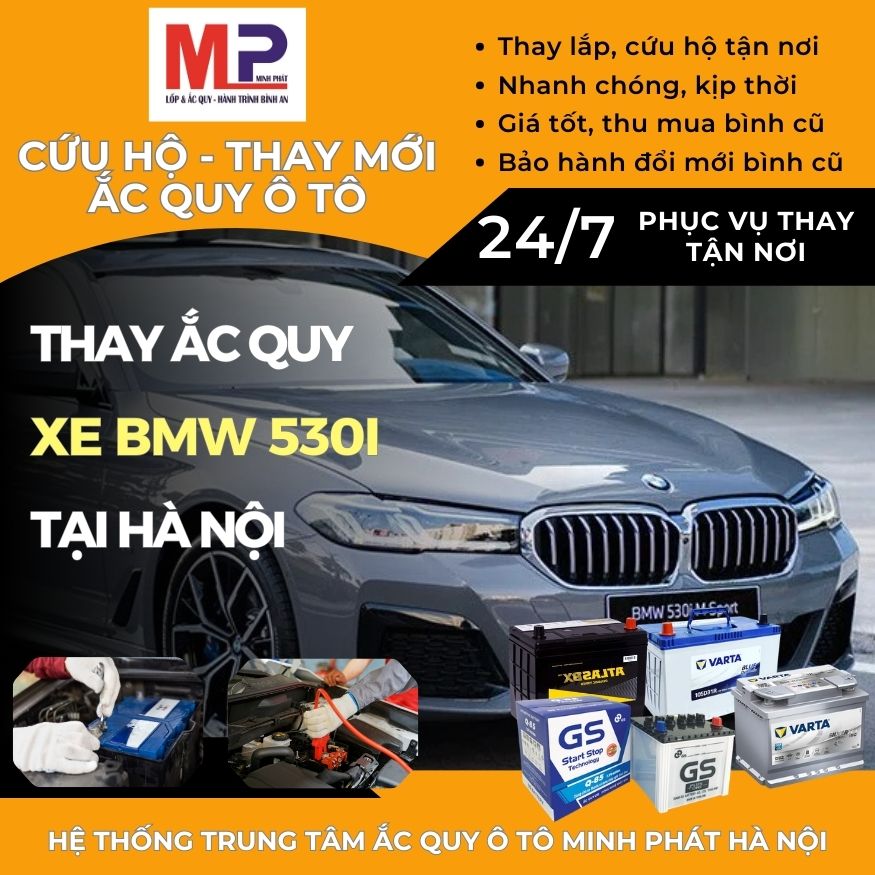 Ắc quy ô tô cho xe BMW 530i thay tận nơi, giá bán tốt tại Hà Nội