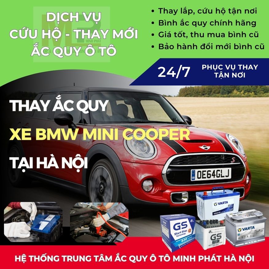 Ắc quy ô tô cho xe BMW Mini Cooper cứu hộ, thay giá tốt Hà Nội
