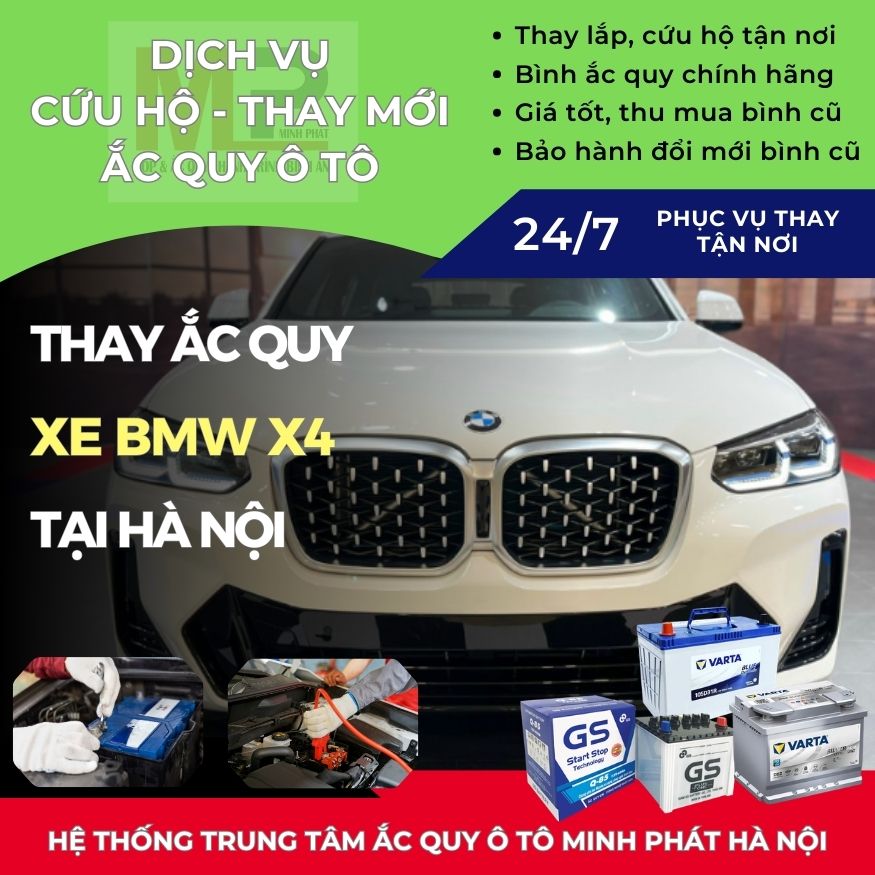 Ắc quy ô tô cho xe BMW X4 cứu hộ, thay tận nơi giá tốt Hà Nội