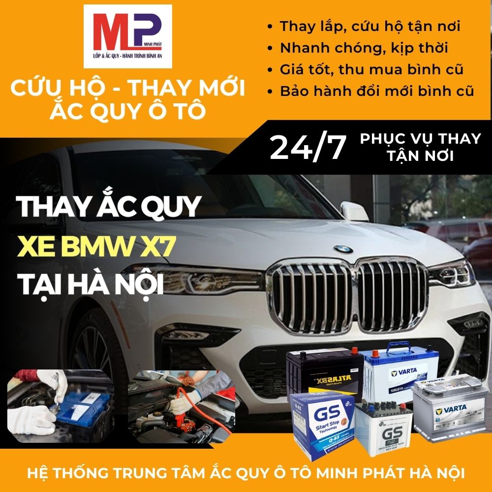Ắc quy ô tô cho xe BMW X7 cứu hộ, thay giá tốt bán tại Hà Nội