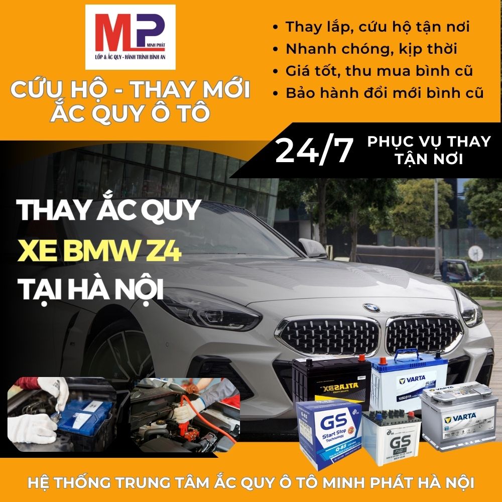 Ắc quy ô tô cho xe BMW Z4 cứu hộ, thay giá tốt bán tại Hà Nội