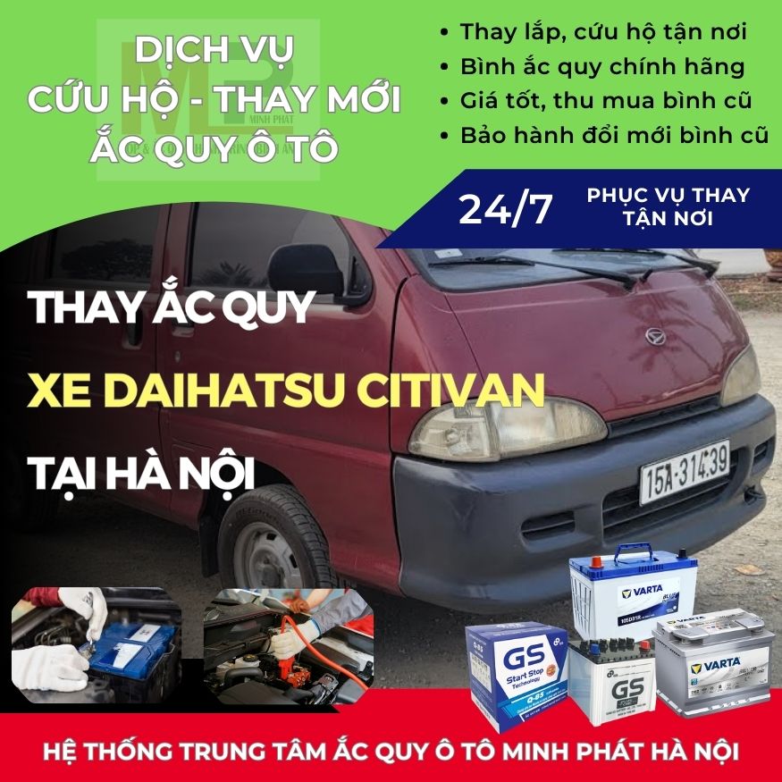 Ắc quy ô tô cho xe Daihatsu Citivan thay tận nơi giá tốt Hà Nội