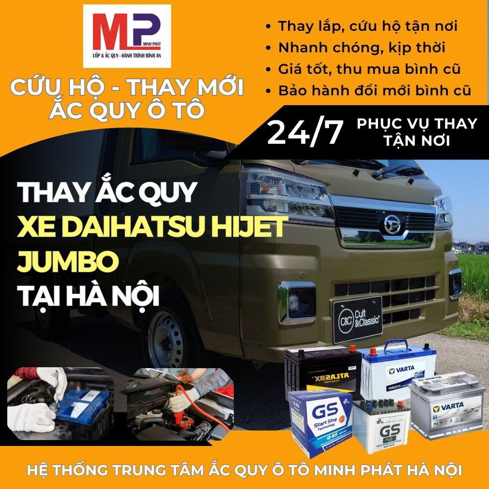 Ắc quy ô tô cho xe Daihatsu Hijet Jumbo thay tận nơi tại Hà Nội