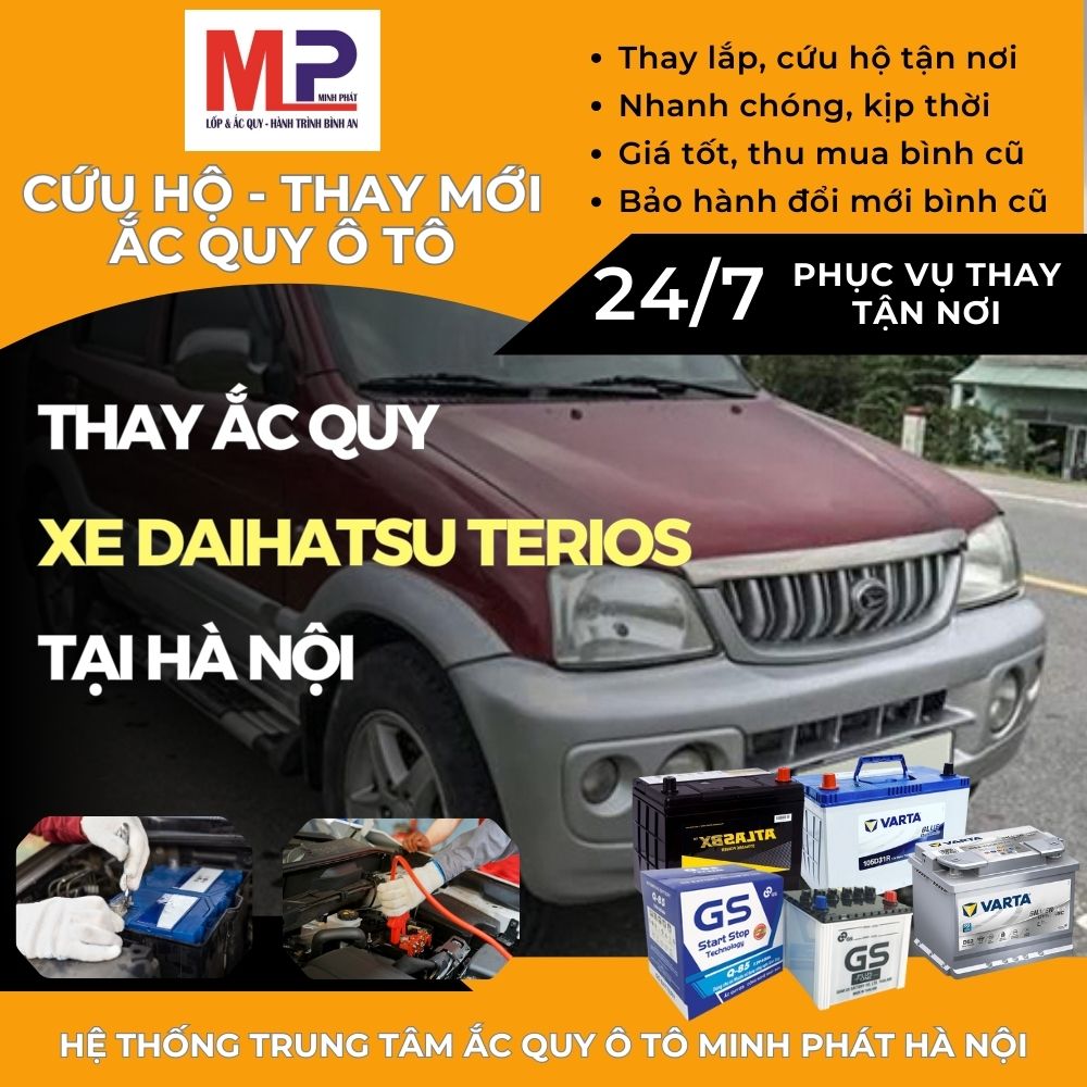 Ắc quy ô tô cho xe Daihatsu Terios thay tận nơi, giá tốt tại Hà Nội
