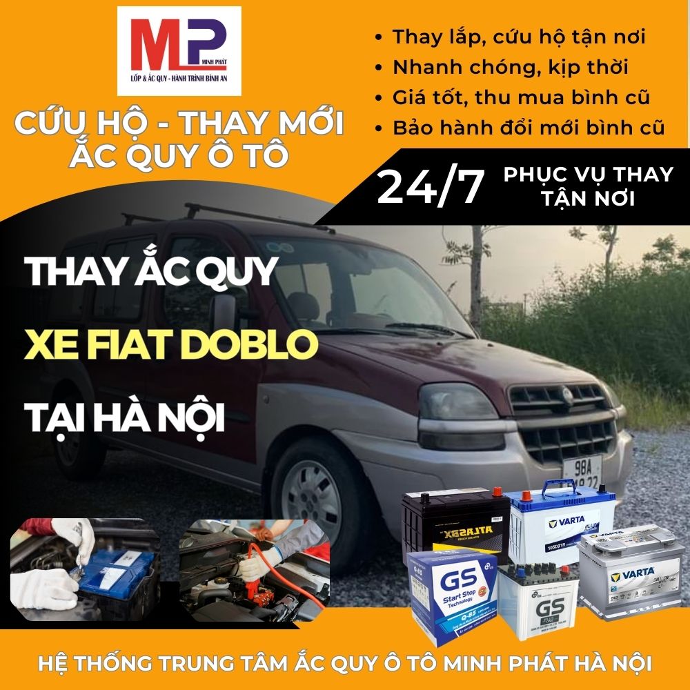 Ắc quy ô tô cho xe Fiat Doblo thay tận nơi, giá bán tốt tại Hà Nội