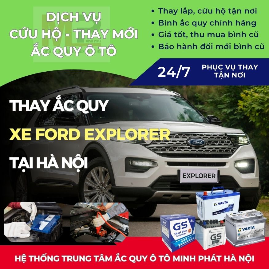 Ắc quy ô tô cho xe Ford Explorer thay tận nơi giá bán tốt Hà Nội