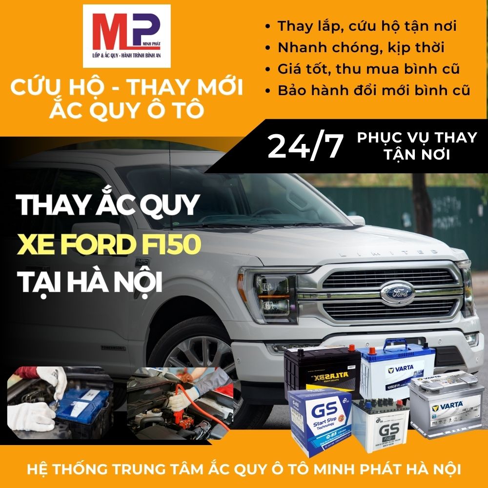 Ắc quy ô tô cho xe Ford F150 thay tận nơi giá bán tốt tại Hà Nội