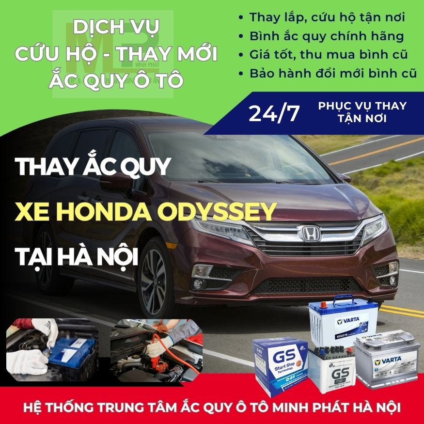 Ắc quy ô tô cho xe Honda Odyssey thay lắp tận nơi giá tốt Hà Nội
