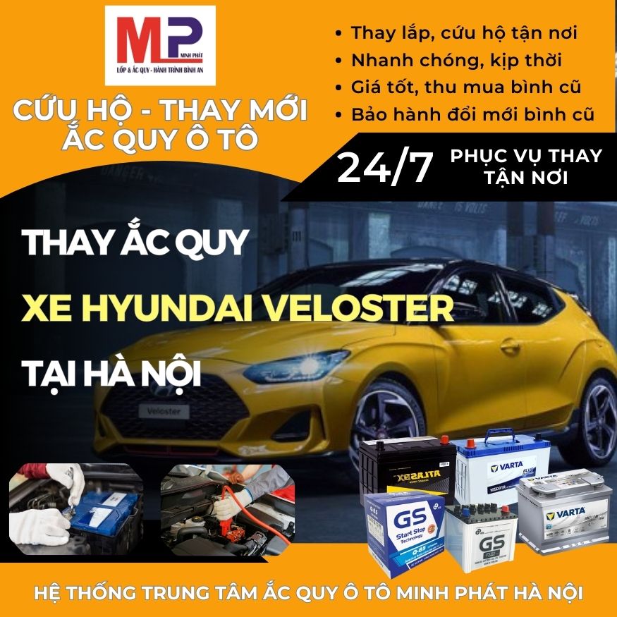Ắc quy ô tô cho xe Hyundai Veloster thay tận nơi giá tốt tại Hà Nội