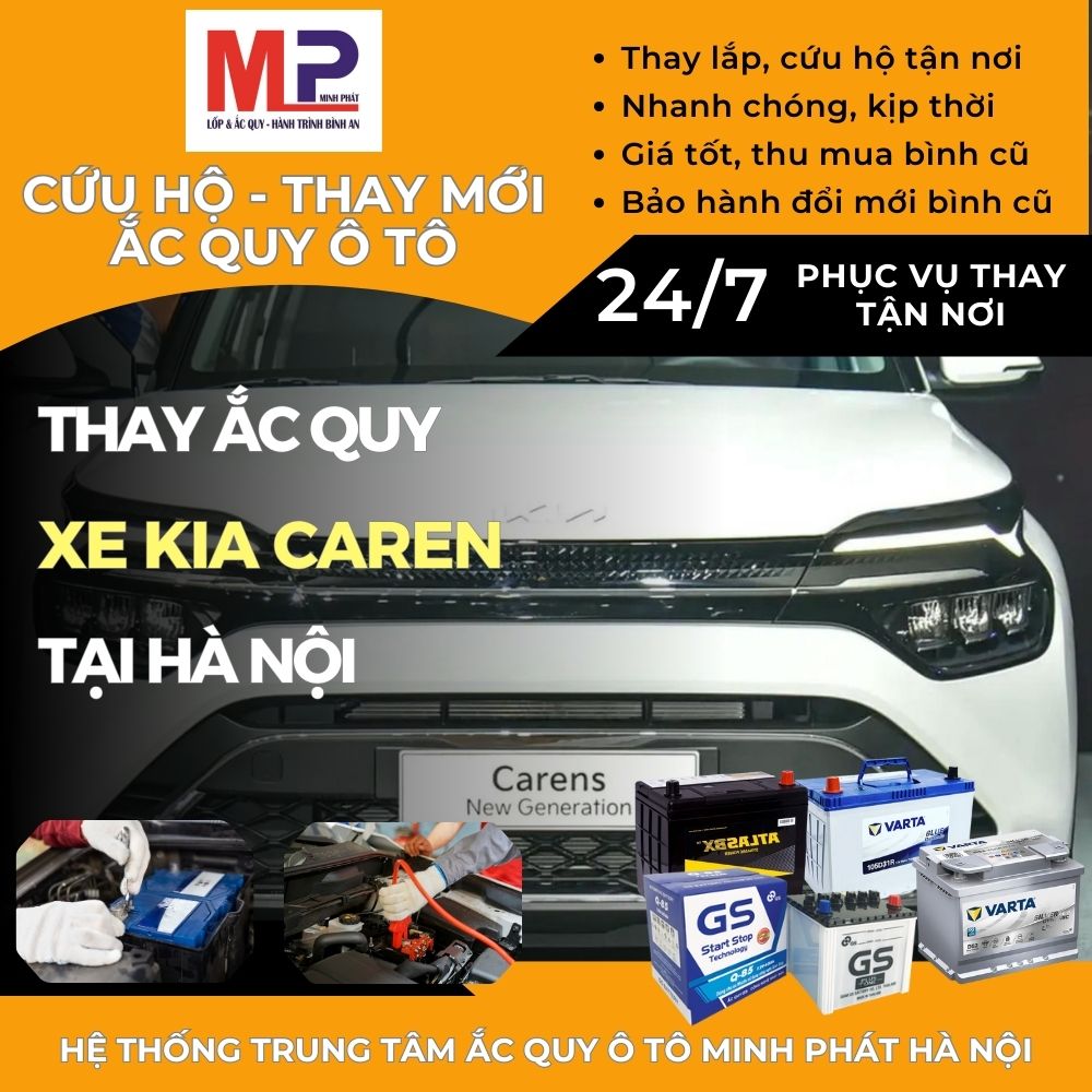 Ắc quy ô tô cho xe Kia Carens thay tận nơi giá bán tốt tại Hà Nội