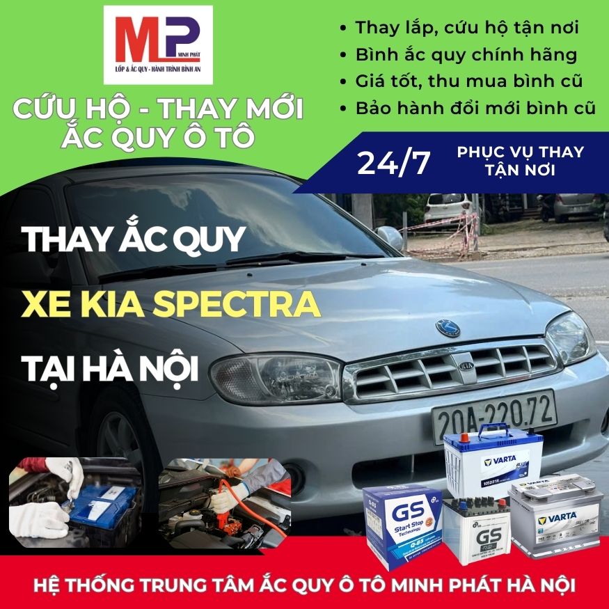 Ắc quy ô tô cho xe Kia Spectra thay tận nơi, giá bán tốt tại Hà Nội