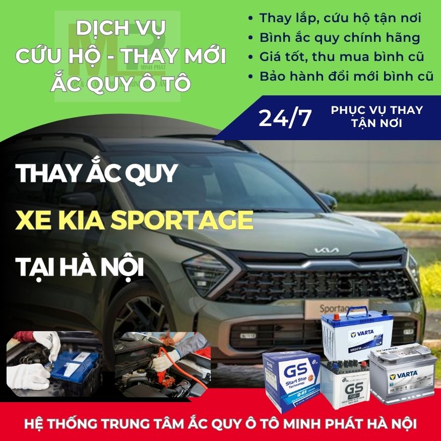Ắc quy ô tô cho xe Kia Sportage thay tận nơi giá bán tốt Hà Nội