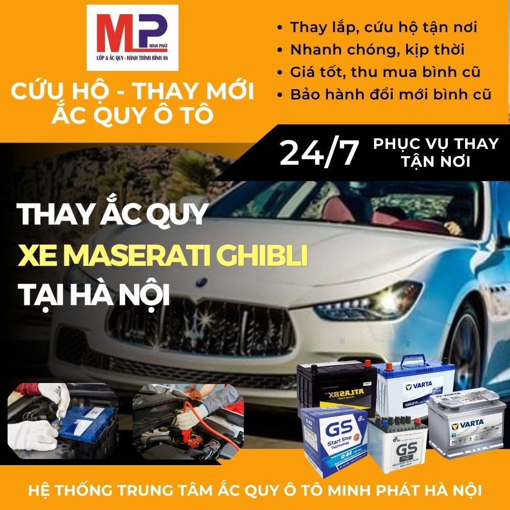 Ắc quy ô tô cho xe Maserati Ghibli thay tận nơi giá tốt tại Hà Nội