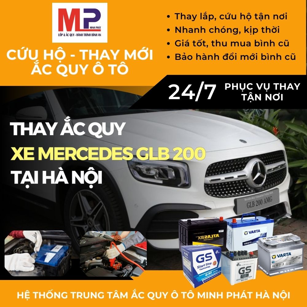 Ắc quy ô tô cho xe Mercedes GLB 200 thay lắp tận nơi tại Hà Nội