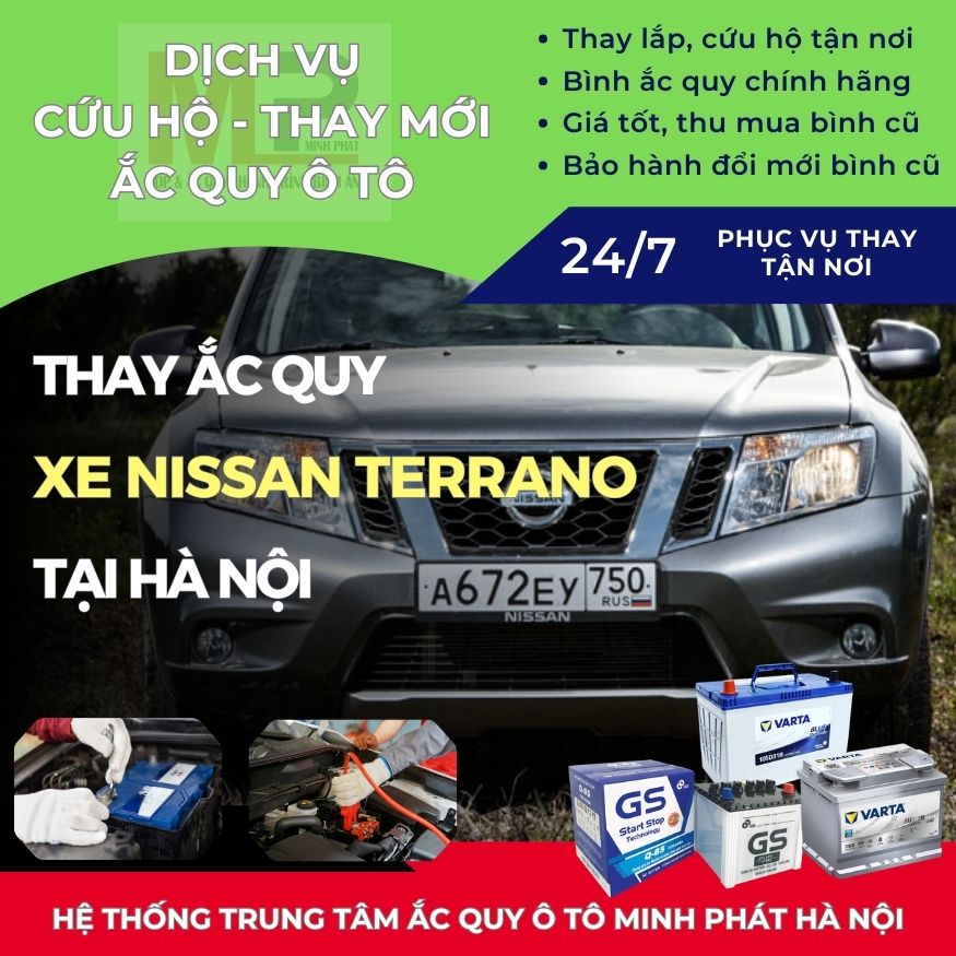 Ắc quy ô tô cho xe Nissan Terra thay tận nơi giá bán tốt Hà Nội
