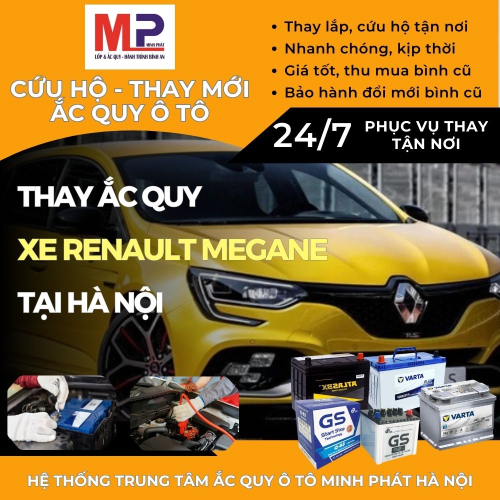 Ắc quy ô tô cho xe Renault Megane thay tận nơi giá tốt tại Hà Nội