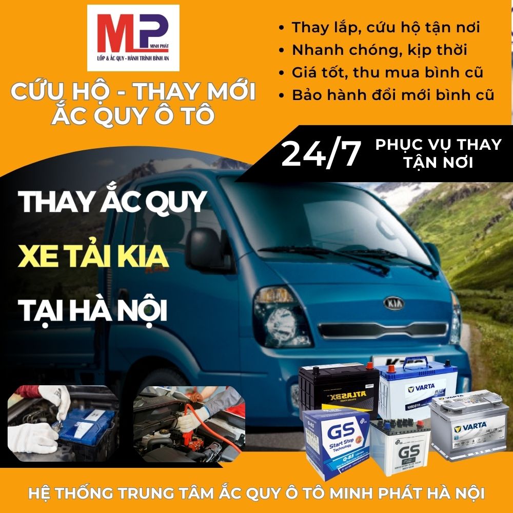 Ắc quy ô tô cho Xe tải Kia thay tận nơi giá bán tốt tại Hà Nội