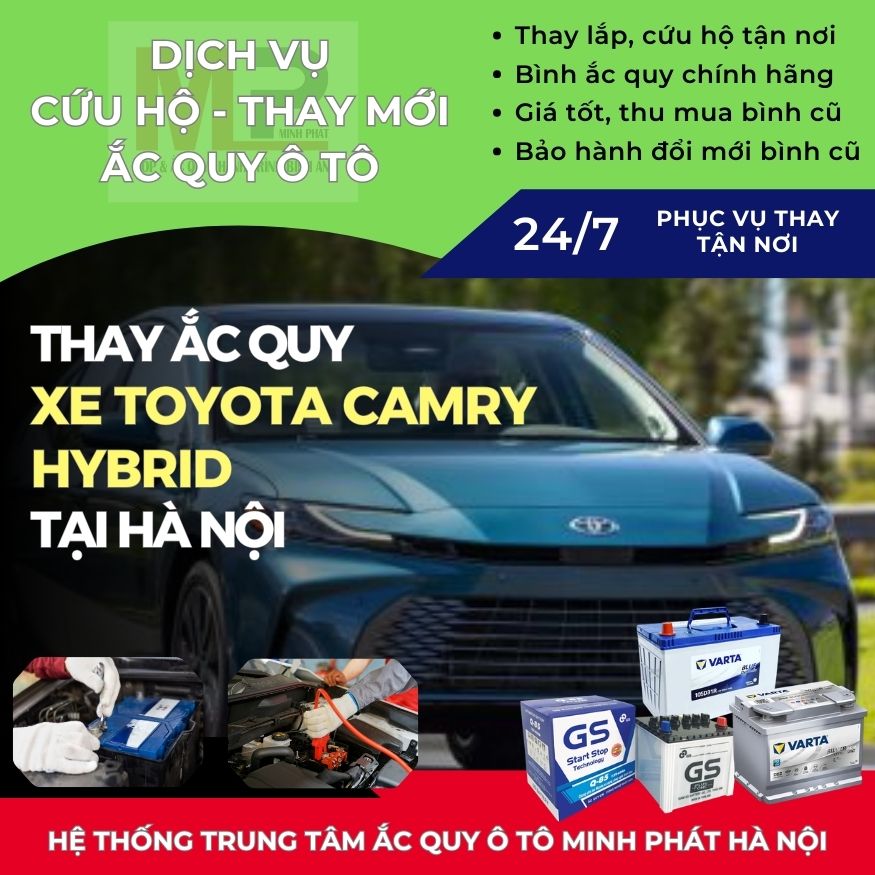 Ắc quy ô tô cho xe Toyota Camry Hybrid thay tận nơi tại Hà Nội