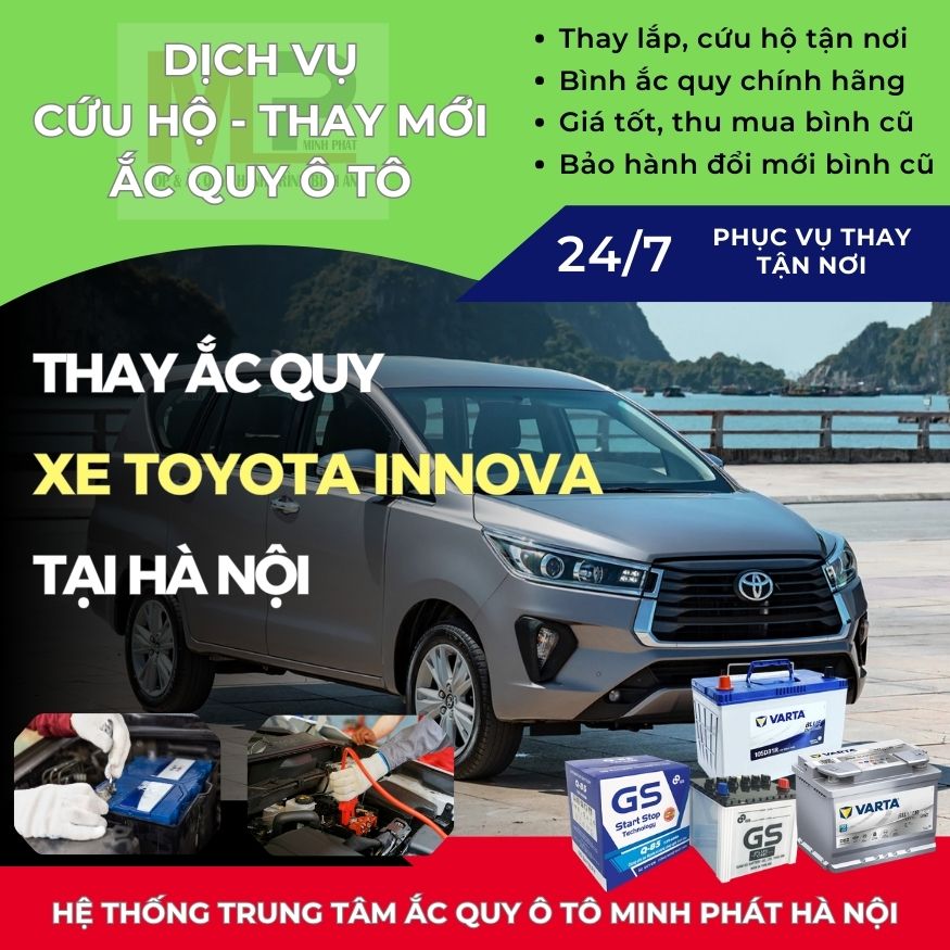 Ắc quy ô tô cho xe Toyota Innova thay tận nơi giá bán tốt Hà Nội