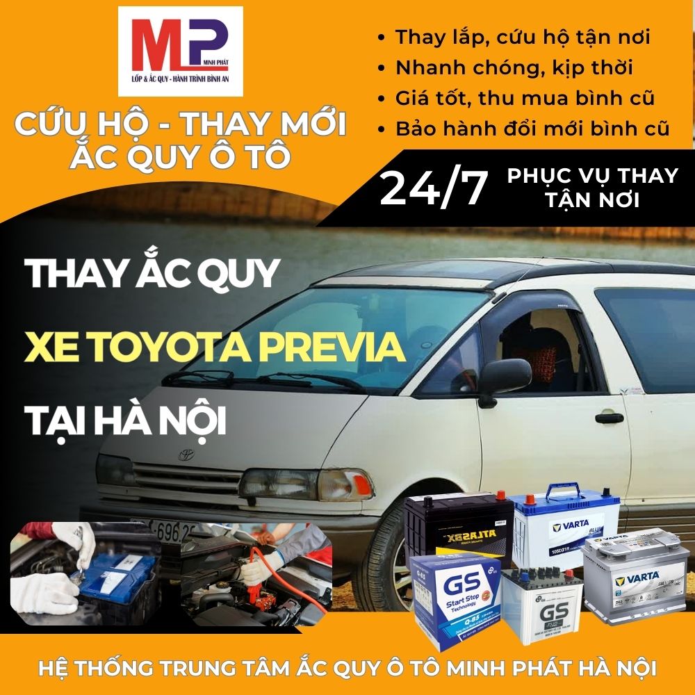 Ắc quy ô tô cho xe Toyota Previa thay tận nơi giá tốt tại Hà Nội