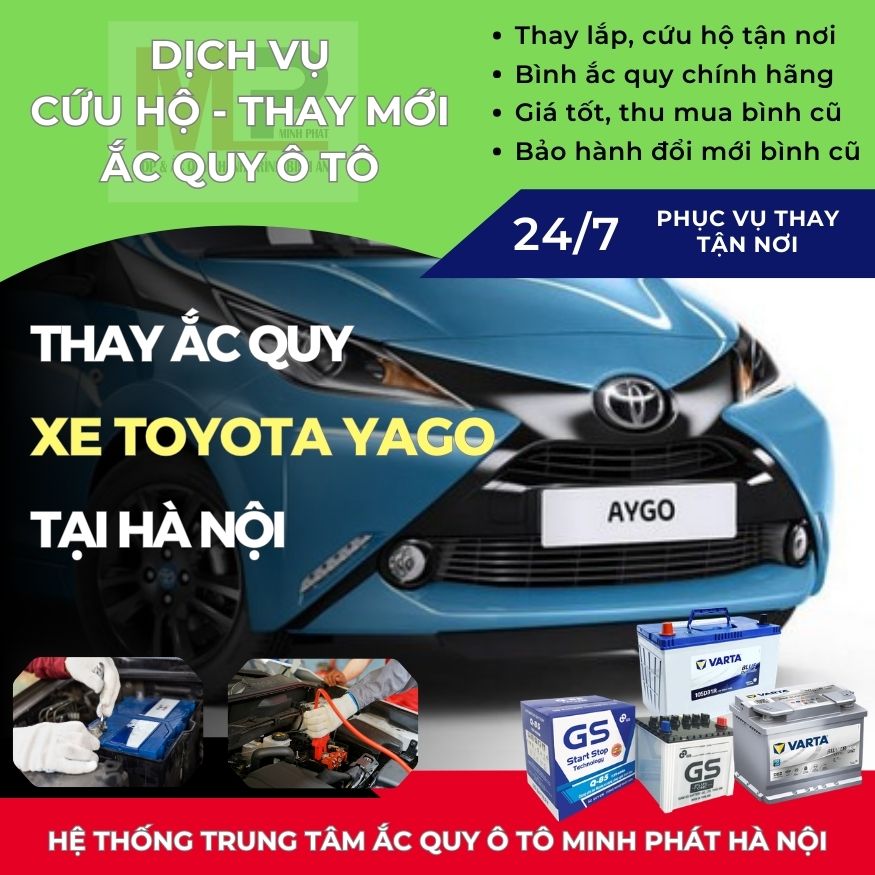 Ắc quy ô tô cho xe Toyota Yago thay tận nơi giá bán tốt Hà Nội