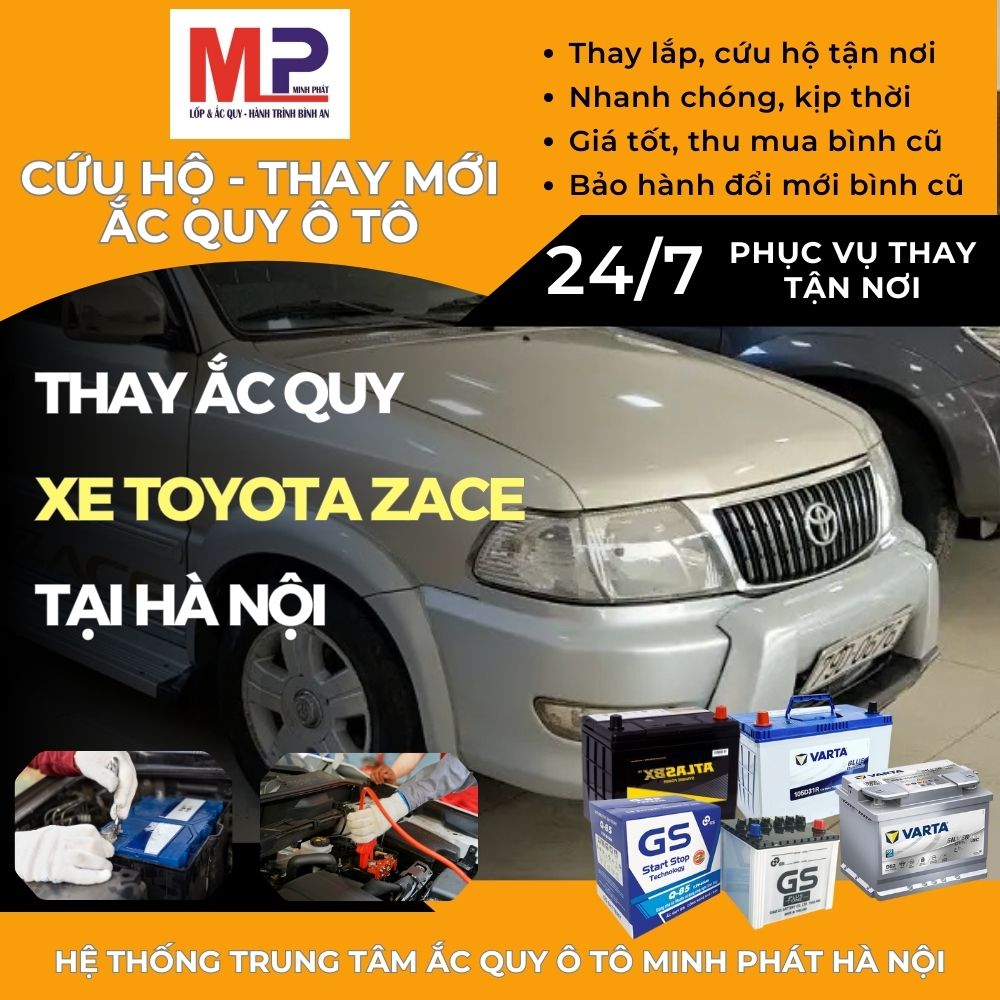 Ắc quy ô tô cho xe Toyota Zace thay tận nơi giá bán tốt tại Hà Nội