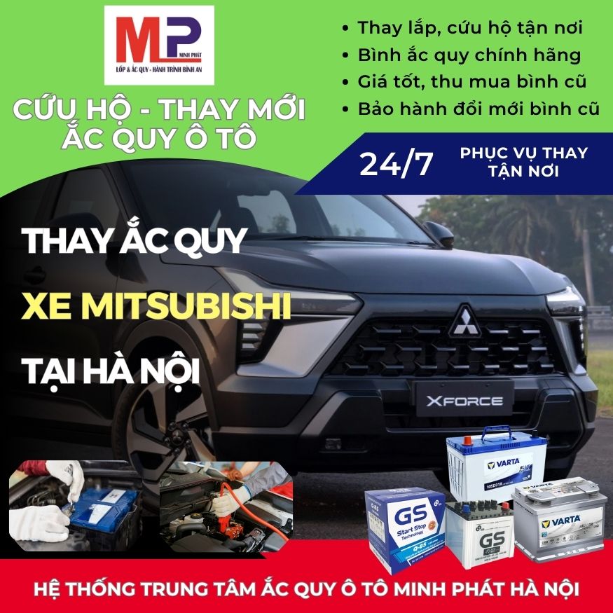 Ắc quy ô tô cho xe Mitsubishi cứu hộ, thay tận nơi giá tốt tại Hà Nội