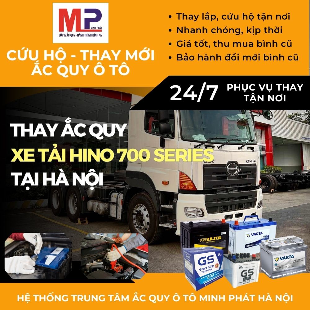Ắc quy Xe tải Hino 700 series thay tận nơi giá bán tốt tại Hà Nội