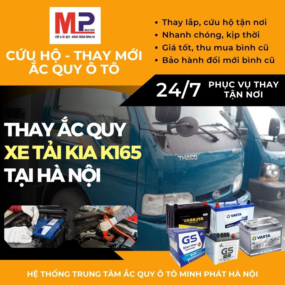 Ắc quy xe tải Kia K165 thay lắp tận nơi, bán giá tốt tại Hà Nội