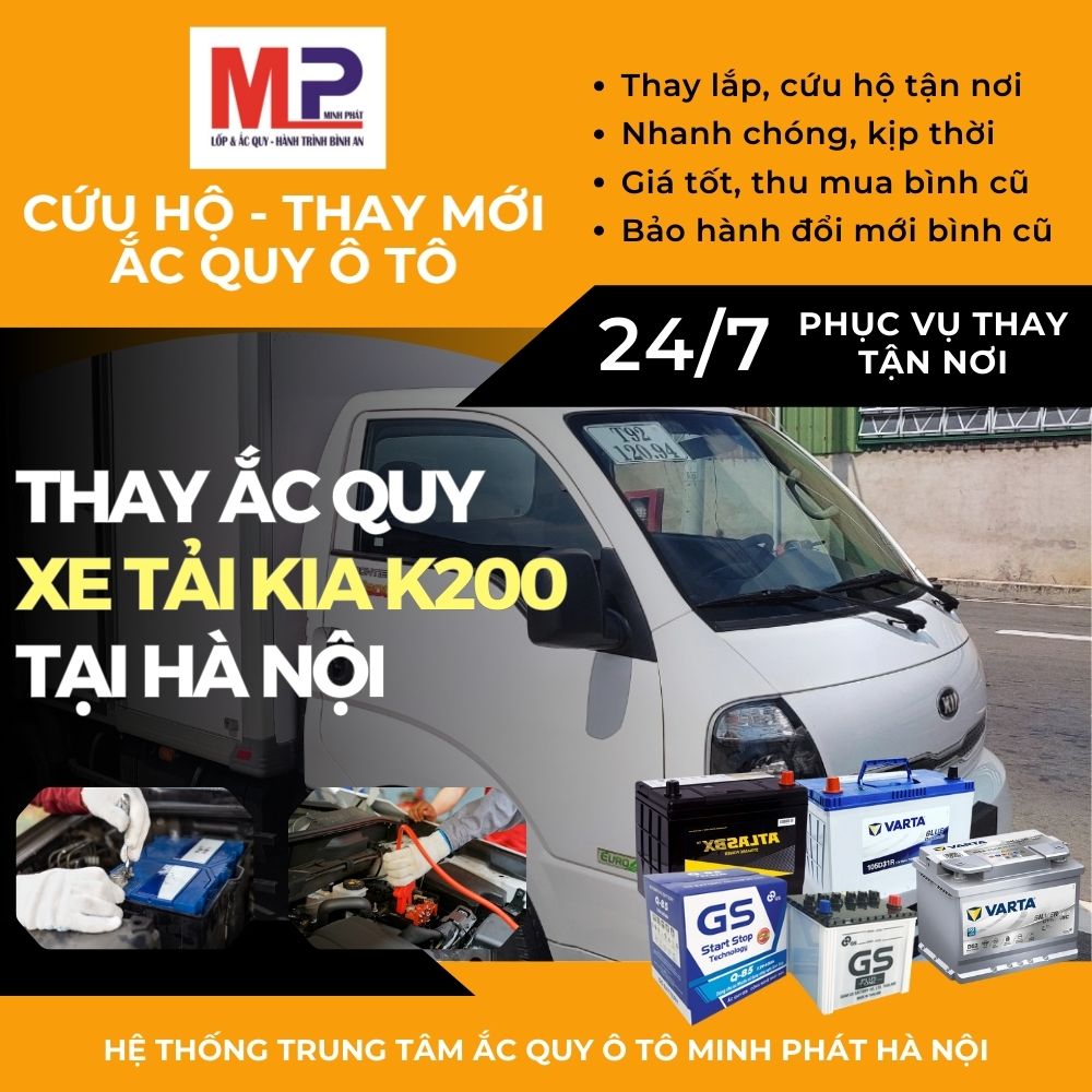 Ắc quy xe tải Kia K200 thay lắp tận nơi, bán giá tốt tại Hà Nội