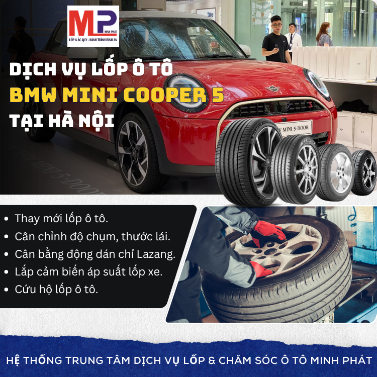 Lốp ô tô cho xe BMW Mini Cooper 5 cửa tặng gói chăm sóc Hà Nội