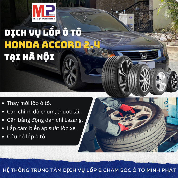 Lốp ô tô cho xe Honda Accord 2.4 tặng gói chăm sóc xe tại Hà Nội