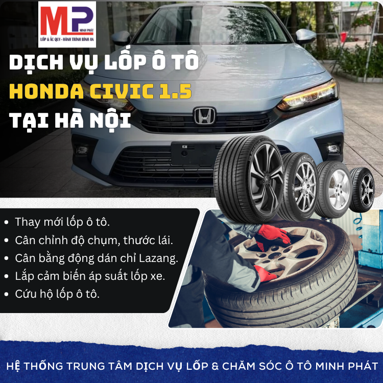 Lốp ô tô cho xe Honda Civic 1.5 tặng gói chăm sóc xe Hà Nội [new]