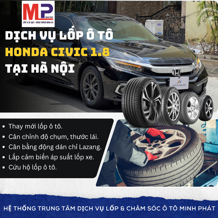 Lốp ô tô cho xe Honda Civic 1.8 tặng gói chăm sóc xe Hà Nội [new]