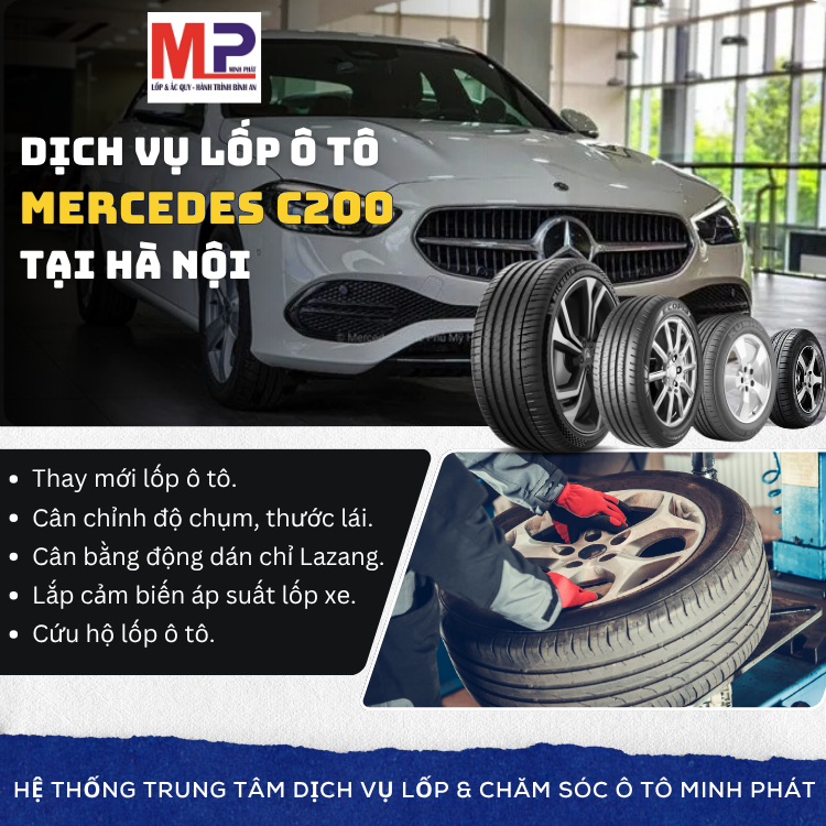 Lốp ô tô cho xe Mercedes C200 - Trung tâm lốp uy tín tại Hà Nội