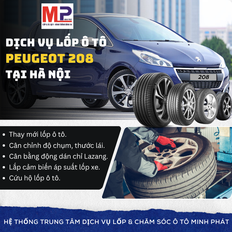 Lốp ô tô cho xe Peugeot 208 - Trung tâm lốp xe uy tín tại Hà Nội