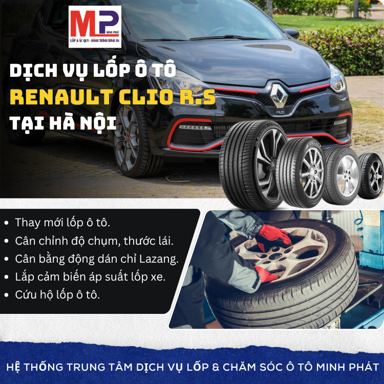 Lốp ô tô cho xe Renault Clio R.S trung tâm lốp xe uy tín tại Hà Nội